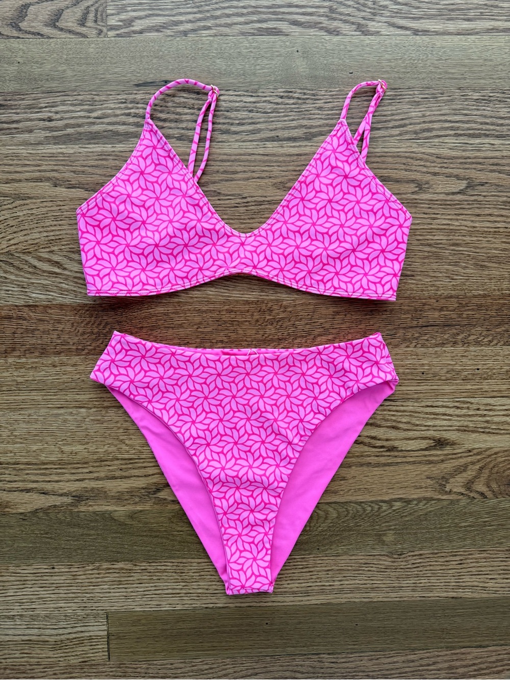 Leni Swims Geometric Ava Pink Floral Bikini Set Size Medium